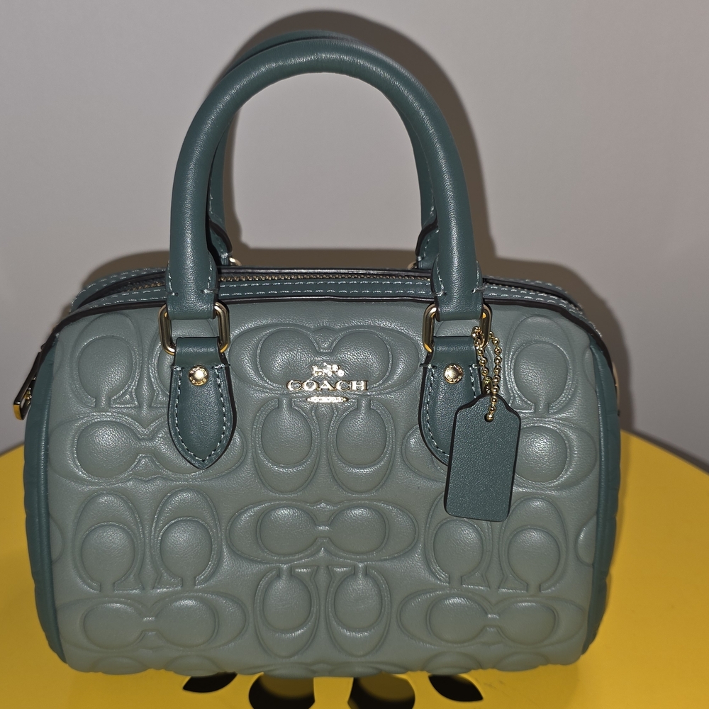 Coach Embossed Signature Satchel in Teal
